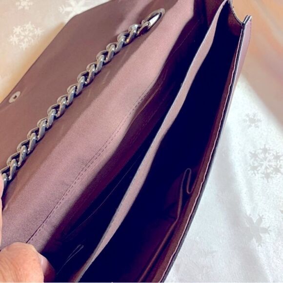 Aldo Crossbody Handbag Silver Tone Chain Strap & Chain Detail Vegan Leather - Picture 5 of 8